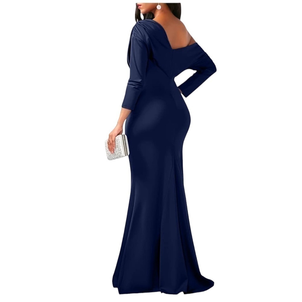 Women's Sexy Elegant Long Sleeve Off Shoulder Bodycon Long Evening Formal - Picture 4 of 10